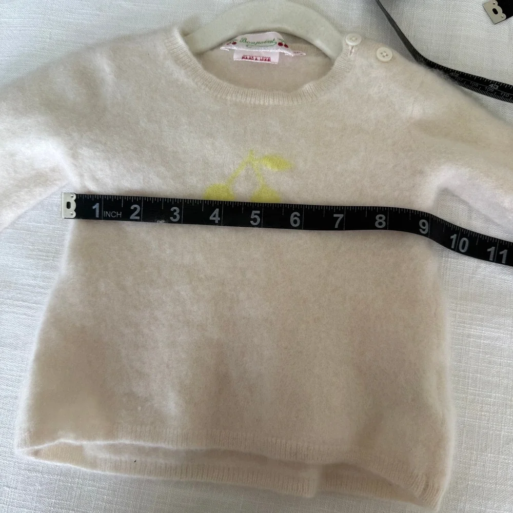 Bonpoint Toddler Cream 100% Cashmere Yellow Cherry Sweater Size 3A S03XJUK00003